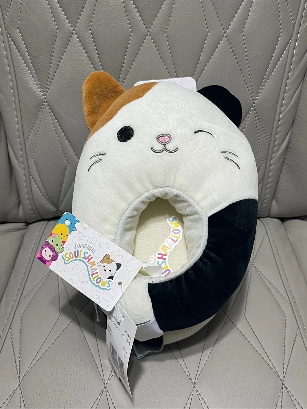 Squishmallows Kids Cat Slippers – White, Brown, Black